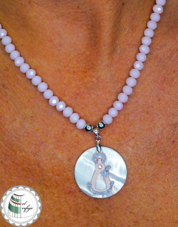 Collar medalla Nacar Rosa-Gris - Imagen 3